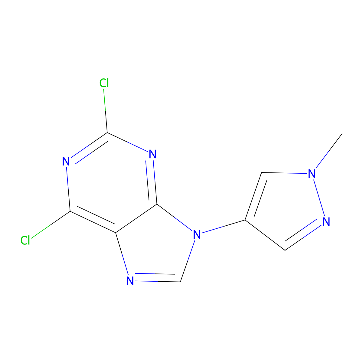 2,6-Dichloro-9-(1-methyl-1H-pyrazol-4-yl)-9H-purine molecular structure, CAS 2387704-79-0