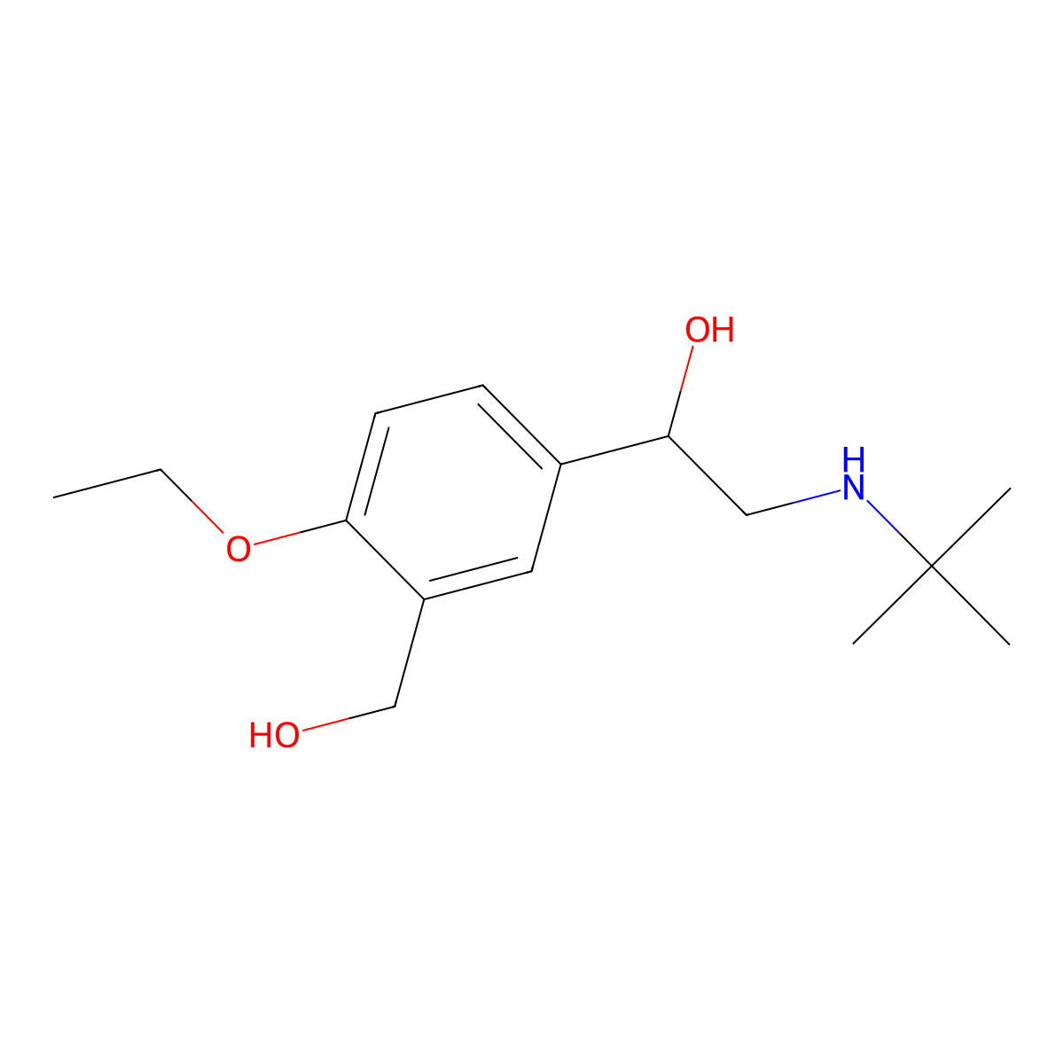 2-(Tert-butylamino)-1-(4-ethoxy-3-(hydroxymethyl)phenyl)ethanol (salbutamol impurity) molecular structure, CAS 2387728-91-6