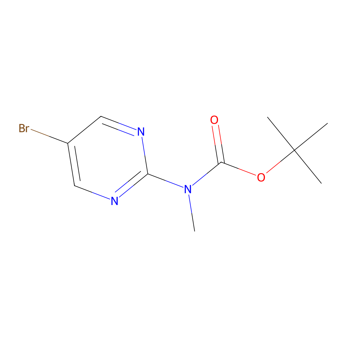 Tert-butyl (5-bromopyrimidin-2-yl)(methyl)carbamate molecular structure, CAS 2387817-66-3