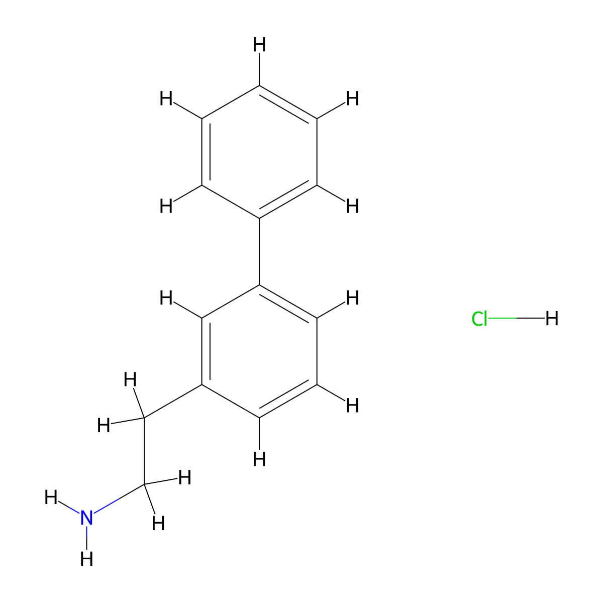 2-(3-Phenylphenyl)ethan-1-amine hydrochloride molecular structure, CAS 23882-30-6