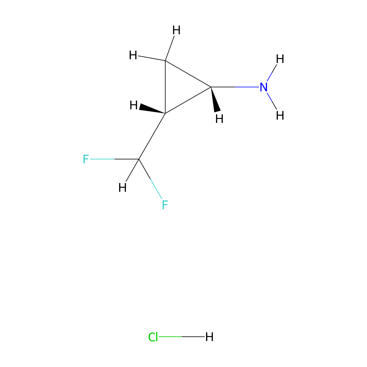 (1S,2R)-2-(Difluoromethyl)cyclopropan-1-amine hydrochloride molecular structure, CAS 2388476-02-4