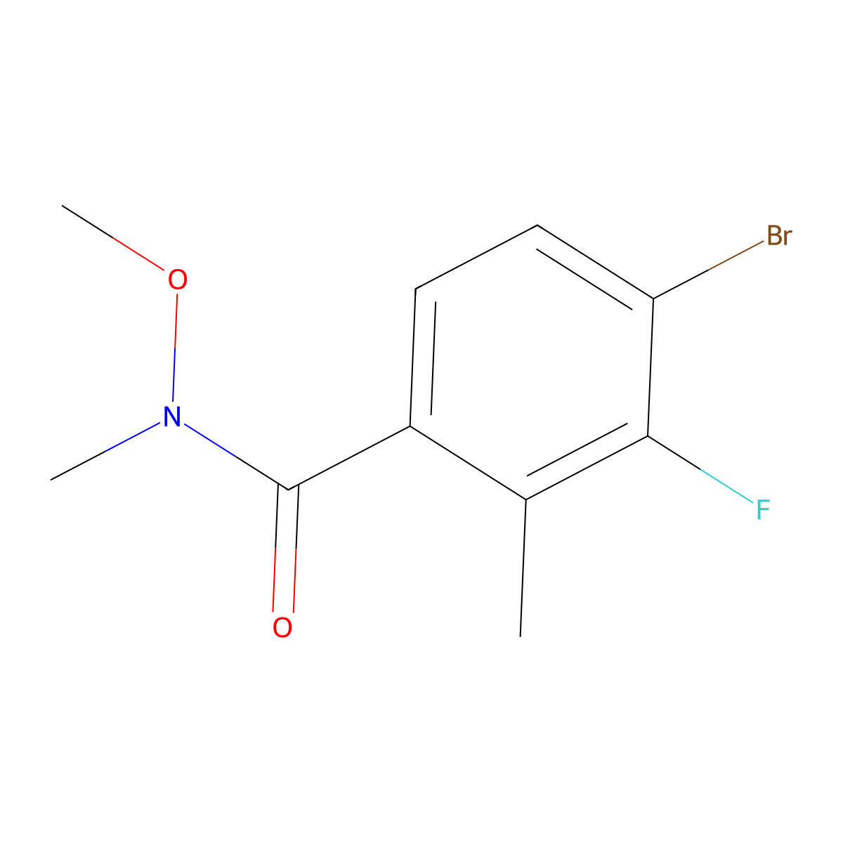 4-Bromo-3-fluoro-N-methoxy-N,2-dimethylbenzamide molecular structure, CAS 2388489-22-1
