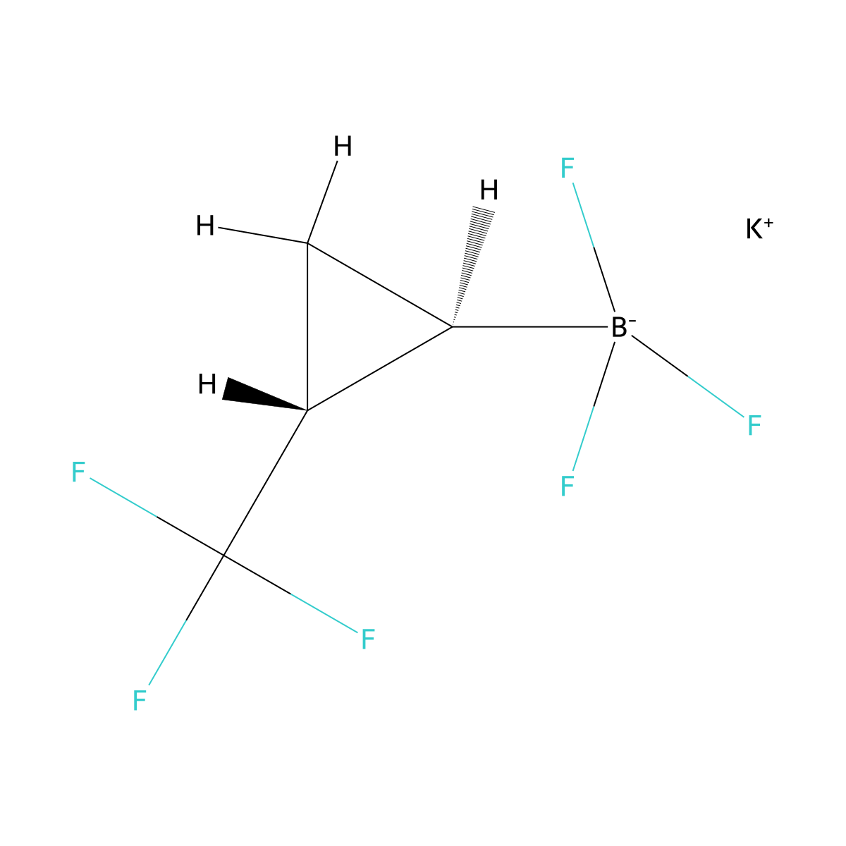 rac-potassium trifluoro[(1R,2R)-2-(trifluoromethyl)cyclopropyl]boranuide molecular structure, CAS 2388503-35-1