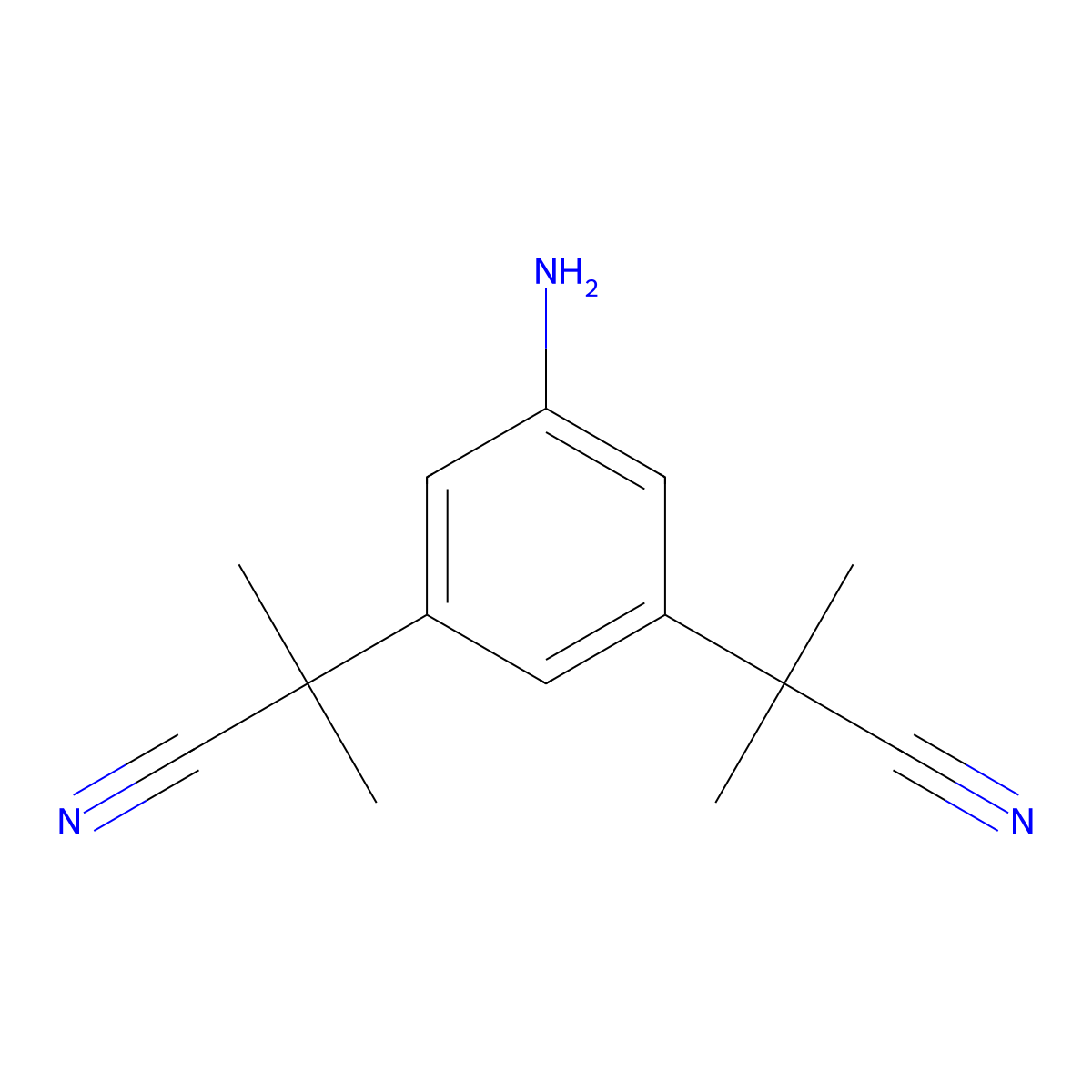 2,2'-(5-Amino-1,3-phenylene)bis(2-methylpropanenitrile) molecular structure, CAS 2388506-73-6