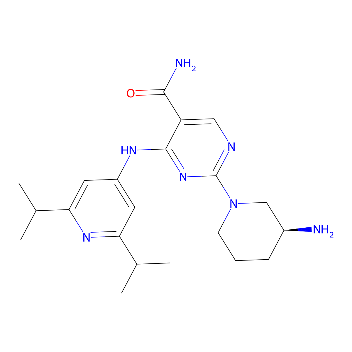 2-[(3S)-3-aminopiperidin-1-yl]-4-[[2,6-di(propan-2-yl)-4-pyridinyl]amino]pyrimidine-5-carboxamide molecular structure, CAS 2388506-83-8