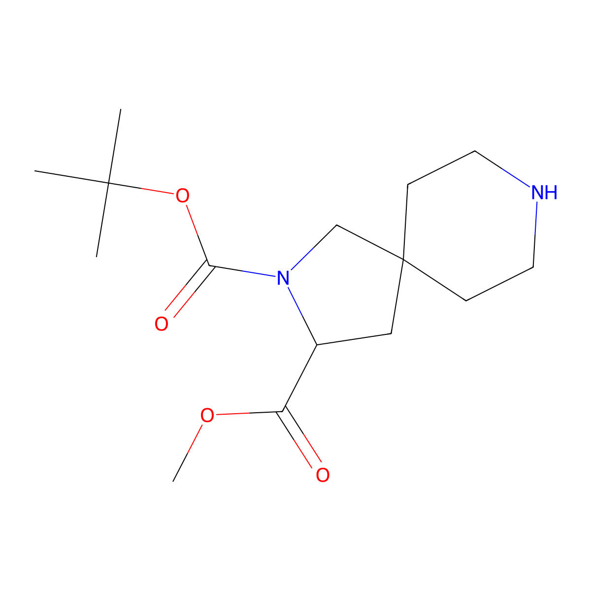 2-(tert-Butyl) 3-methyl 2,8-diazaspiro[4.5]decane-2,3-dicarboxylate molecular structure, CAS 2388515-35-1