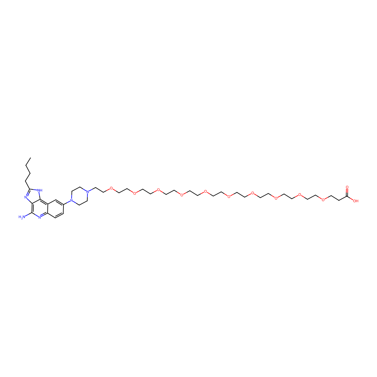 TLR7/8 agonist 4 hydroxy-PEG10-acid molecular structure, CAS 2388520-17-8