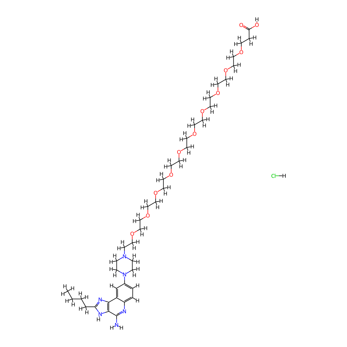 TLR7/8 agonist 4 hydroxy-PEG10-acid hydrochloride molecular structure, CAS 2388520-36-1