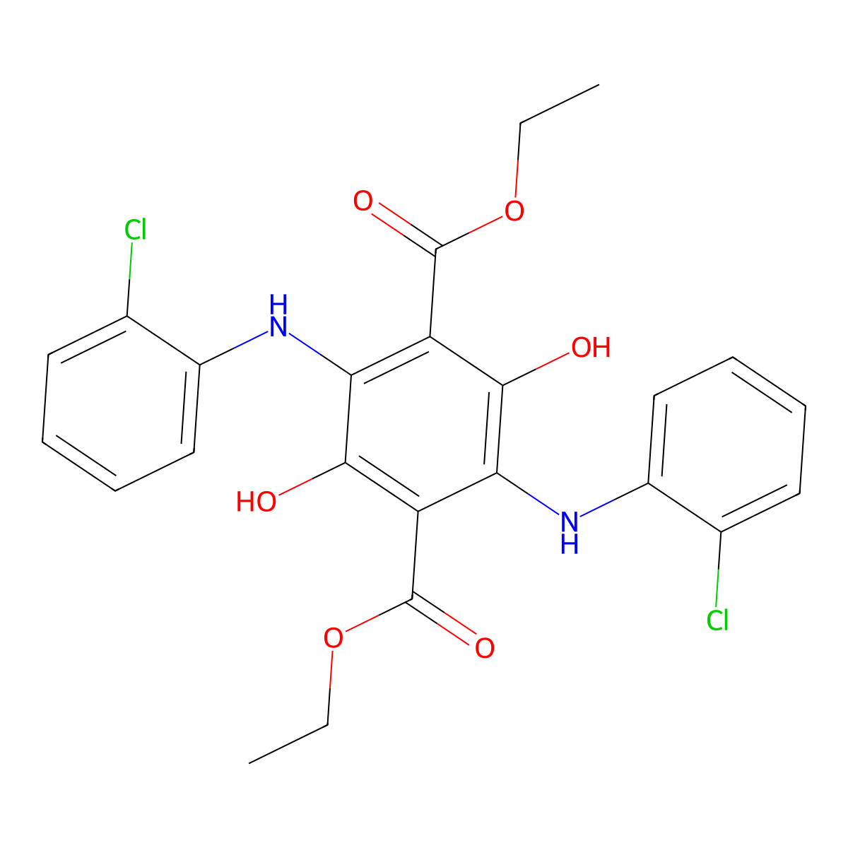 Diethyl 2,5-bis(2-chloroanilino)-3,6-dihydroxyterephthalate molecular structure, CAS 2389-69-7