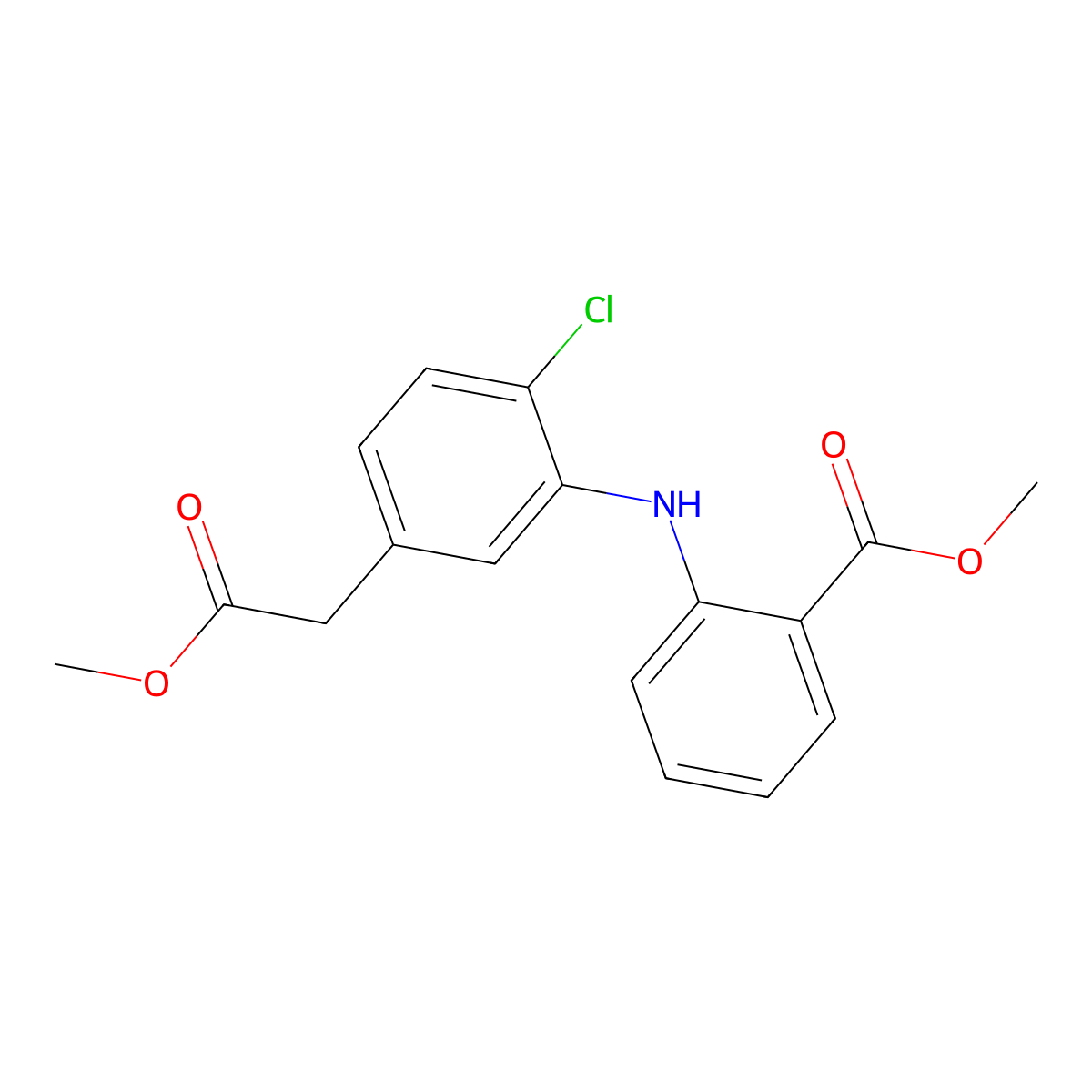 Methyl 2-[[2-Chloro-5-(2-methoxy-2-oxoethyl)phenyl]amino]benzoate molecular structure, CAS 2389017-87-0
