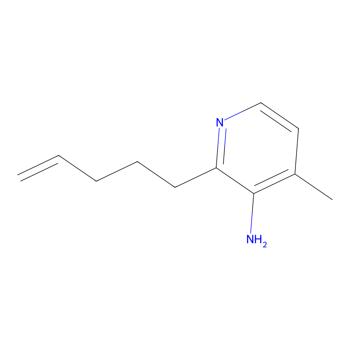 3-Amino-4-methyl-2-(4-penten-1-yl)pyridine molecular structure, CAS 2389017-96-1