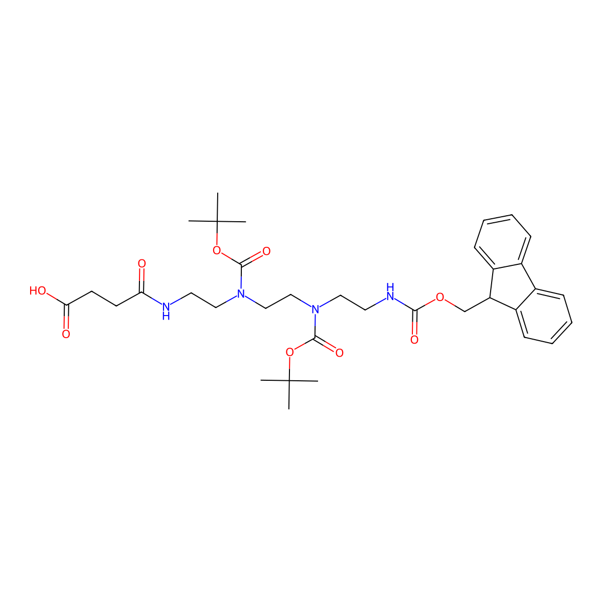 Fmoc-TETA(Boc2)-Suc-OH molecular structure, CAS 2389064-35-9