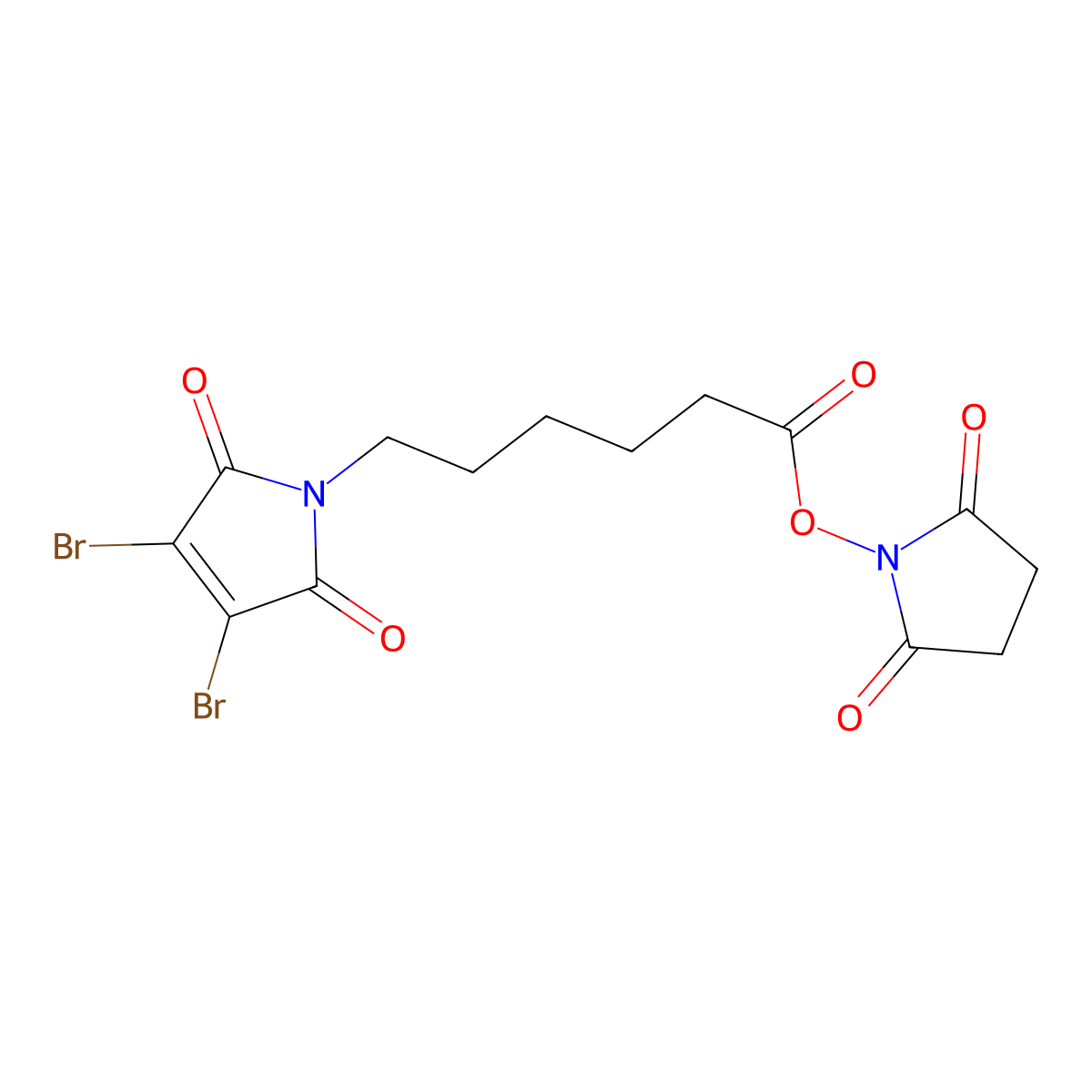 2,5-Dioxopyrrolidin-1-yl 6-(3,4-dibromo-2,5-dioxo-2,5-dihydro-1H-pyrrol-1-yl)hexanoate molecular structure, CAS 2389064-41-7