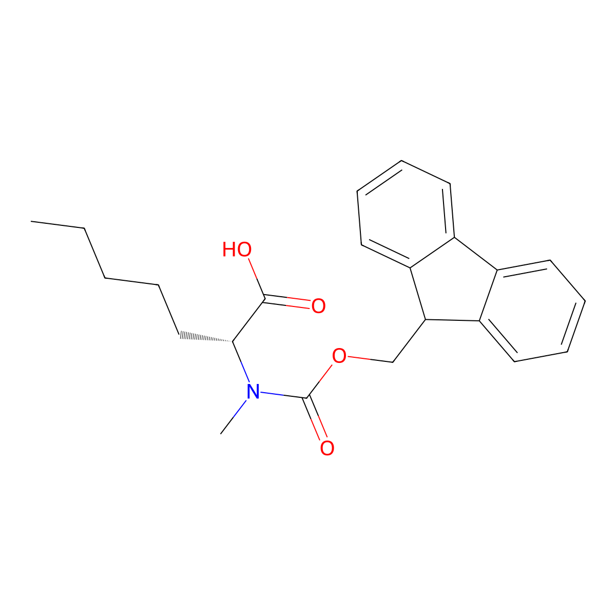 (R)-2-(N-Fmoc-N-methyl-amino)heptanoic acid molecular structure, CAS 2389078-52-6