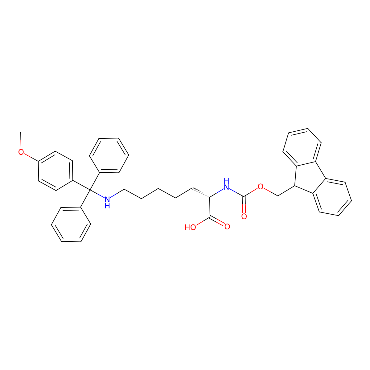 Fmoc-L-HLys(Mmt)-OH molecular structure, CAS 2389078-61-7