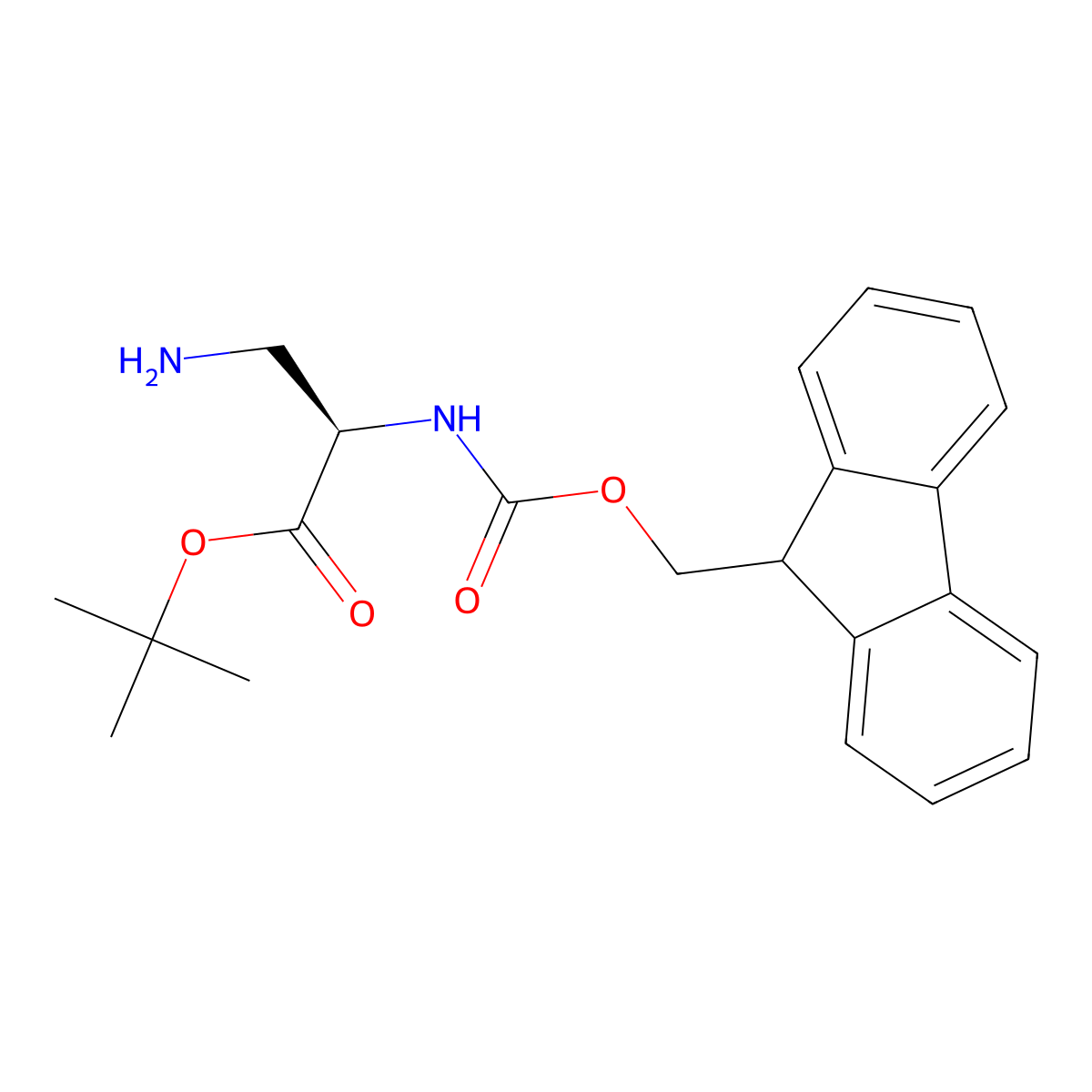 Tert-butyl (2R)-3-amino-2-(9H-fluoren-9-ylmethoxycarbonylamino)propanoate molecular structure, CAS 2389078-76-4
