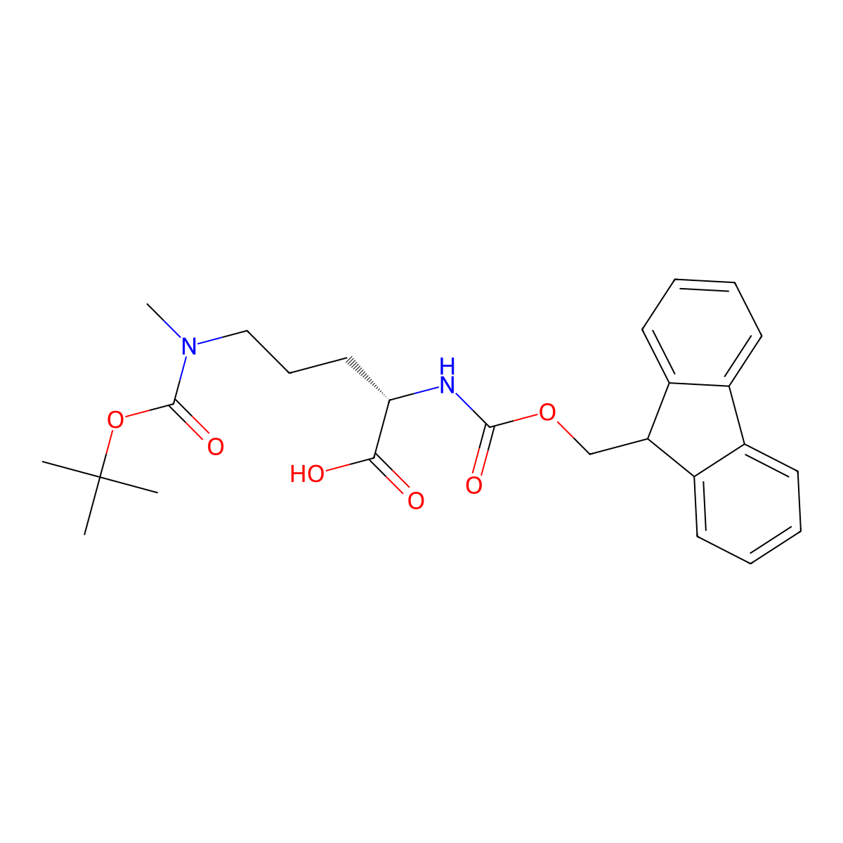 (S)-2-((((9H-Fluoren-9-yl)methoxy)carbonyl)amino)-5-((tert-butoxycarbonyl)(methyl)amino)pentanoic acid molecular structure, CAS 2389078-95-7