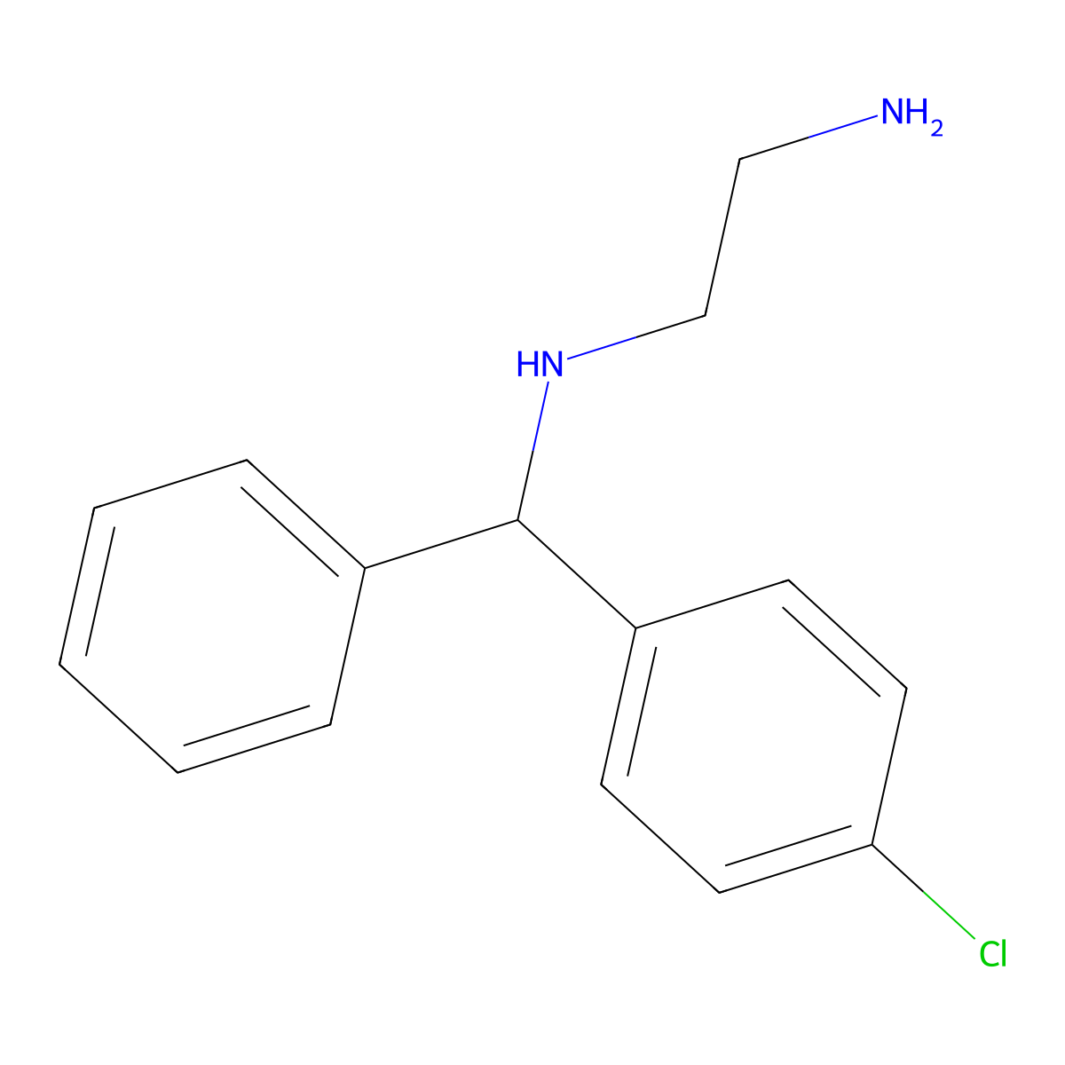 Ethylenediamine, N-(alpha-(p-chlorophenyl)benzyl)- molecular structure, CAS 23892-33-3