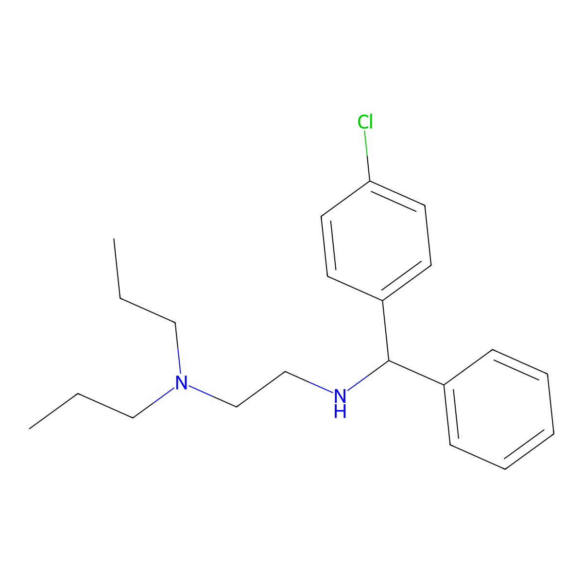 Ethylenediamine, N-(alpha-(p-chlorophenyl)benzyl)-N',N'-dipropyl- molecular structure, CAS 23892-36-6