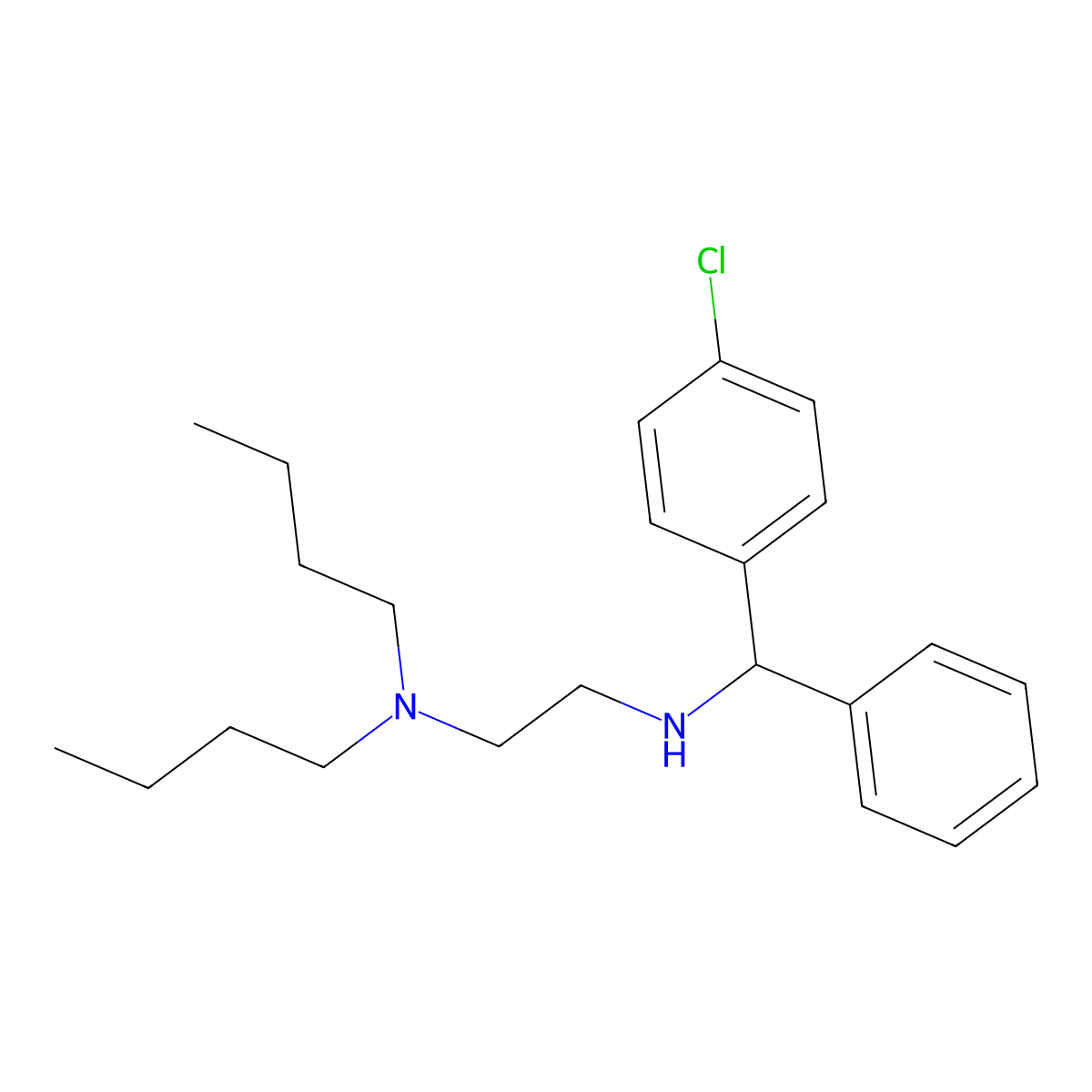 Ethylenediamine, N-(alpha-(p-chlorophenyl)benzyl)-N',N'-dibutyl- molecular structure, CAS 23892-37-7