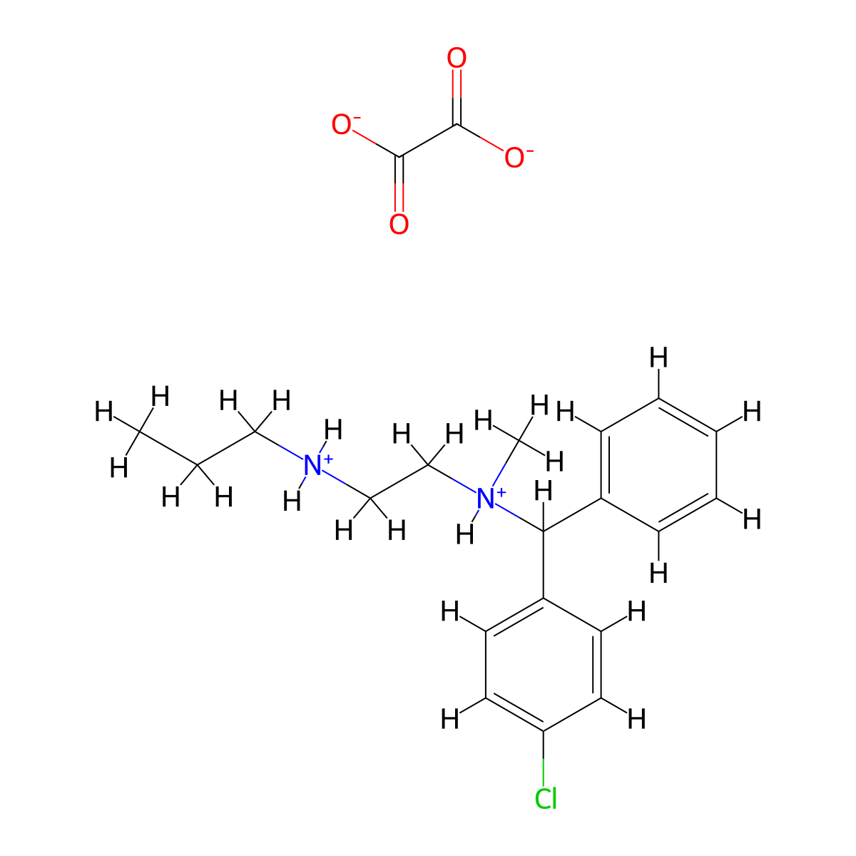 Ethylenediamine, N-(alpha-(p-chlorophenyl)benzyl)-N-methyl-N'-propyl-, oxalate molecular structure, CAS 23892-41-3