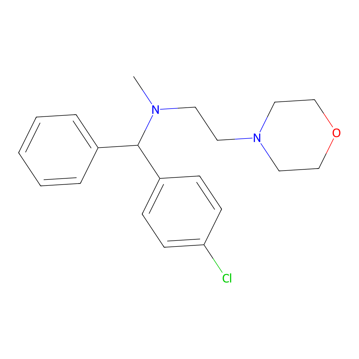 Morpholine, 4-(2-(N-(alpha-(p-chlorophenyl)benzyl)-N-methylamino)ethyl)- molecular structure, CAS 23892-48-0