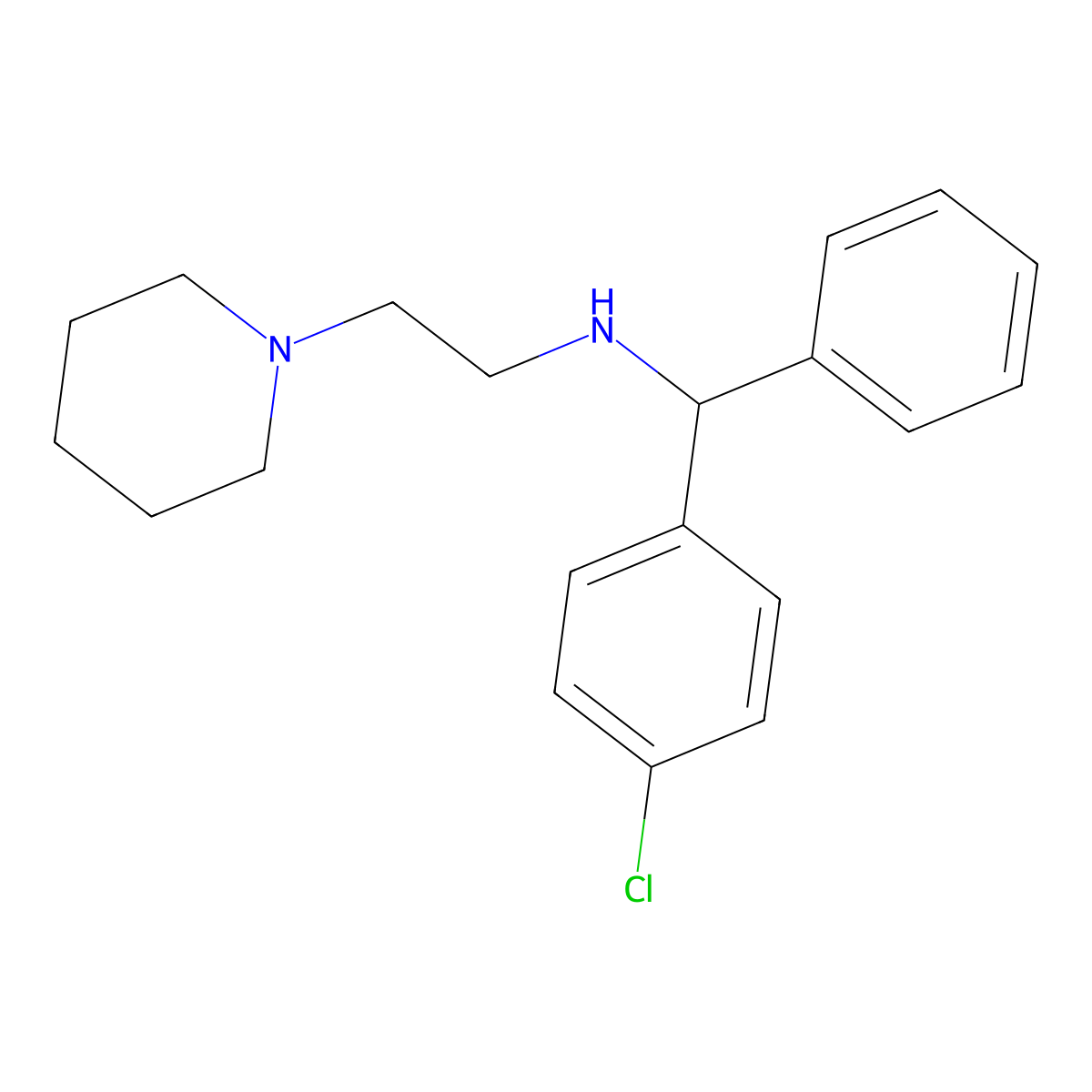 Piperidine, 1-(2-(alpha-(p-chlorophenyl)benzylamino)ethyl)- molecular structure, CAS 23892-49-1