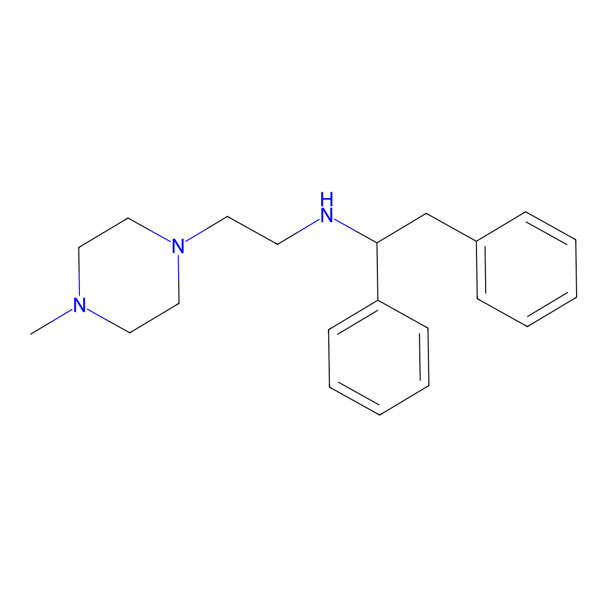 Piperazine, 1-(2-(1,2-diphenylethylamino)ethyl)-4-methyl- molecular structure, CAS 23892-50-4