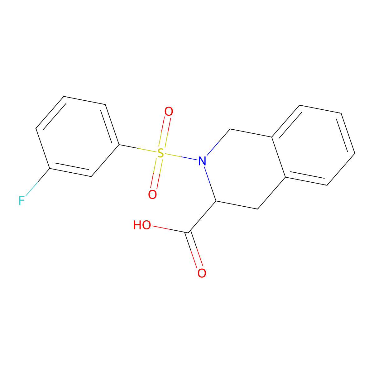 2-(3-Fluorobenzenesulfonyl)-1,2,3,4-tetrahydroisoquinoline-3-carboxylic acid molecular structure, CAS 2389418-80-6