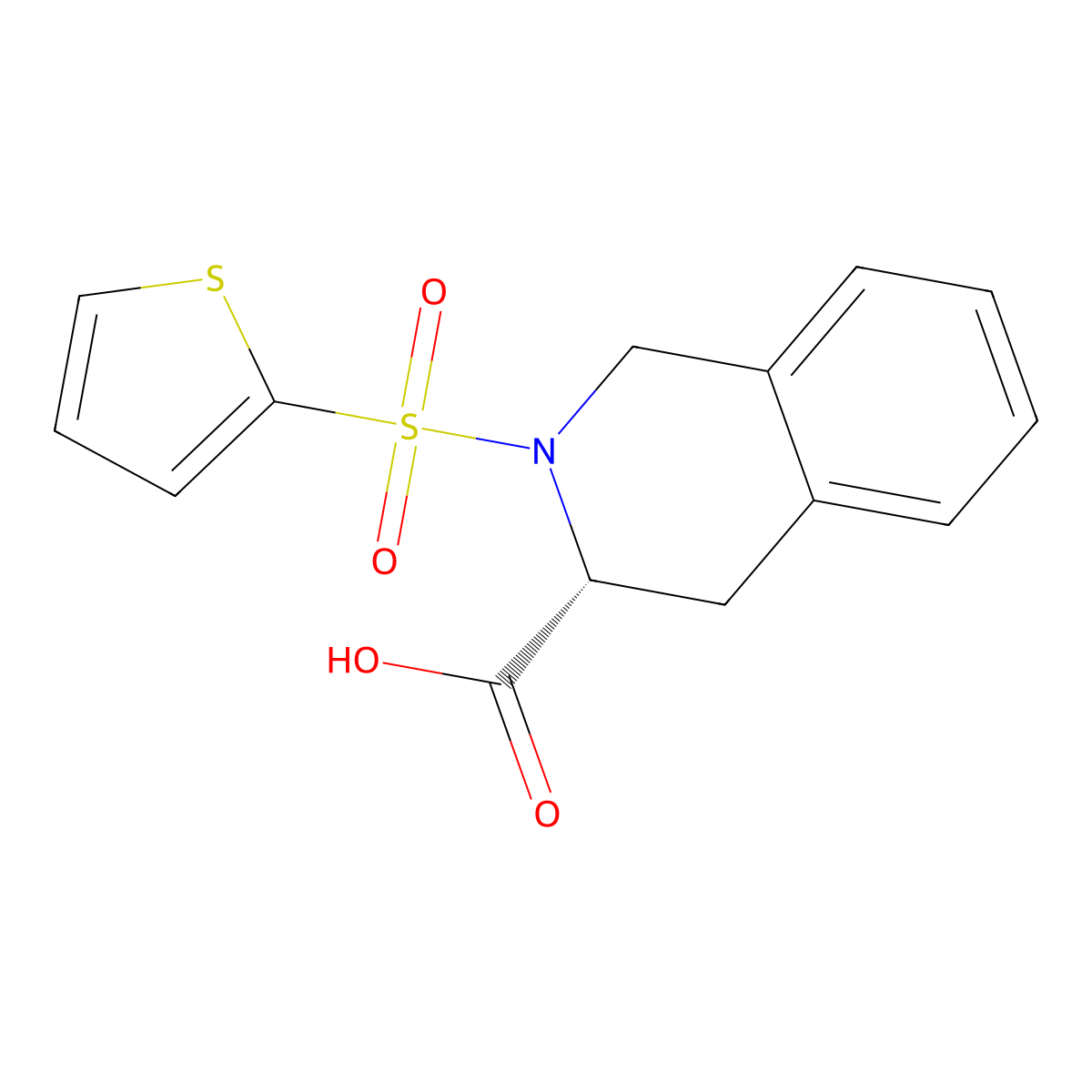 (3R)-2-(thiophene-2-sulfonyl)-1,2,3,4-tetrahydroisoquinoline-3-carboxylic acid molecular structure, CAS 2389466-54-8