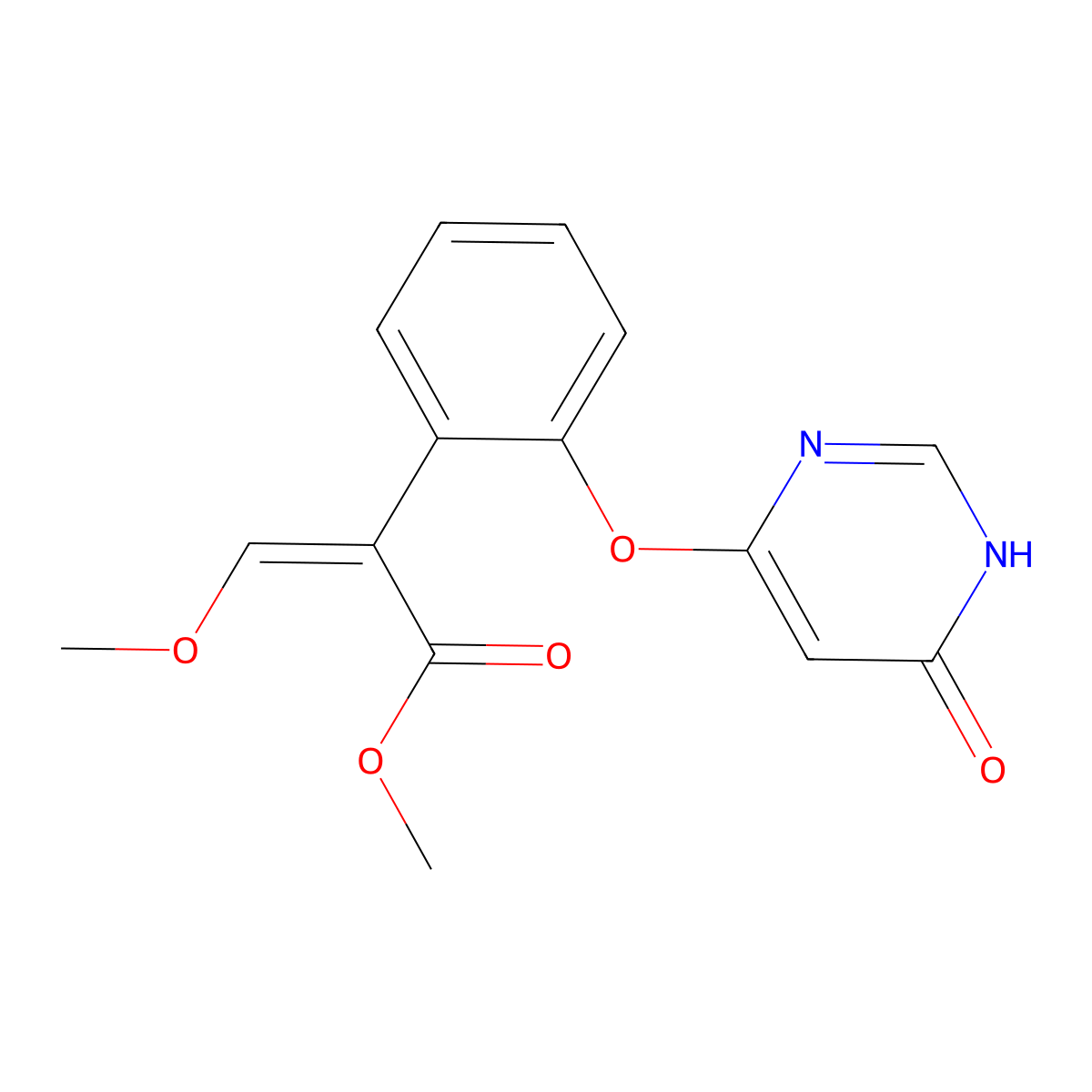 Methyl 3-methoxy-2-{2-[(6-oxo-1,6-dihydro-4-pyrimidinyl)oxy]phenyl}acrylate molecular structure, CAS 2390002-51-2
