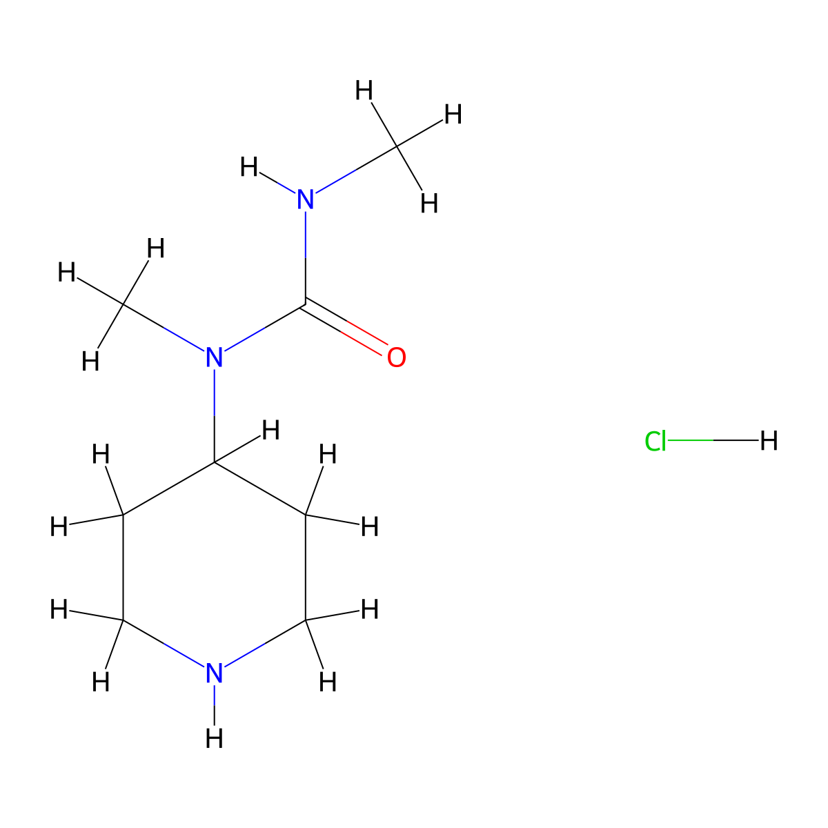 1,3-Dimethyl-1-(piperidin-4-yl)urea hydrochloride molecular structure, CAS 2390035-95-5