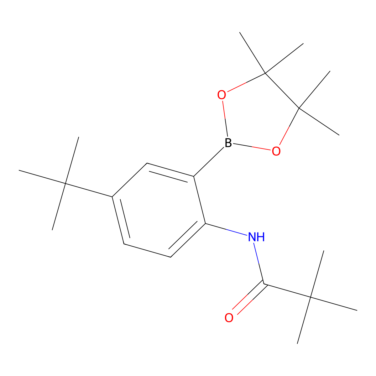 N-(4-(tert-Butyl)-2-(4,4,5,5-tetramethyl-1,3,2-dioxaborolan-2-yl)phenyl)pivalamide molecular structure, CAS 2390149-45-6