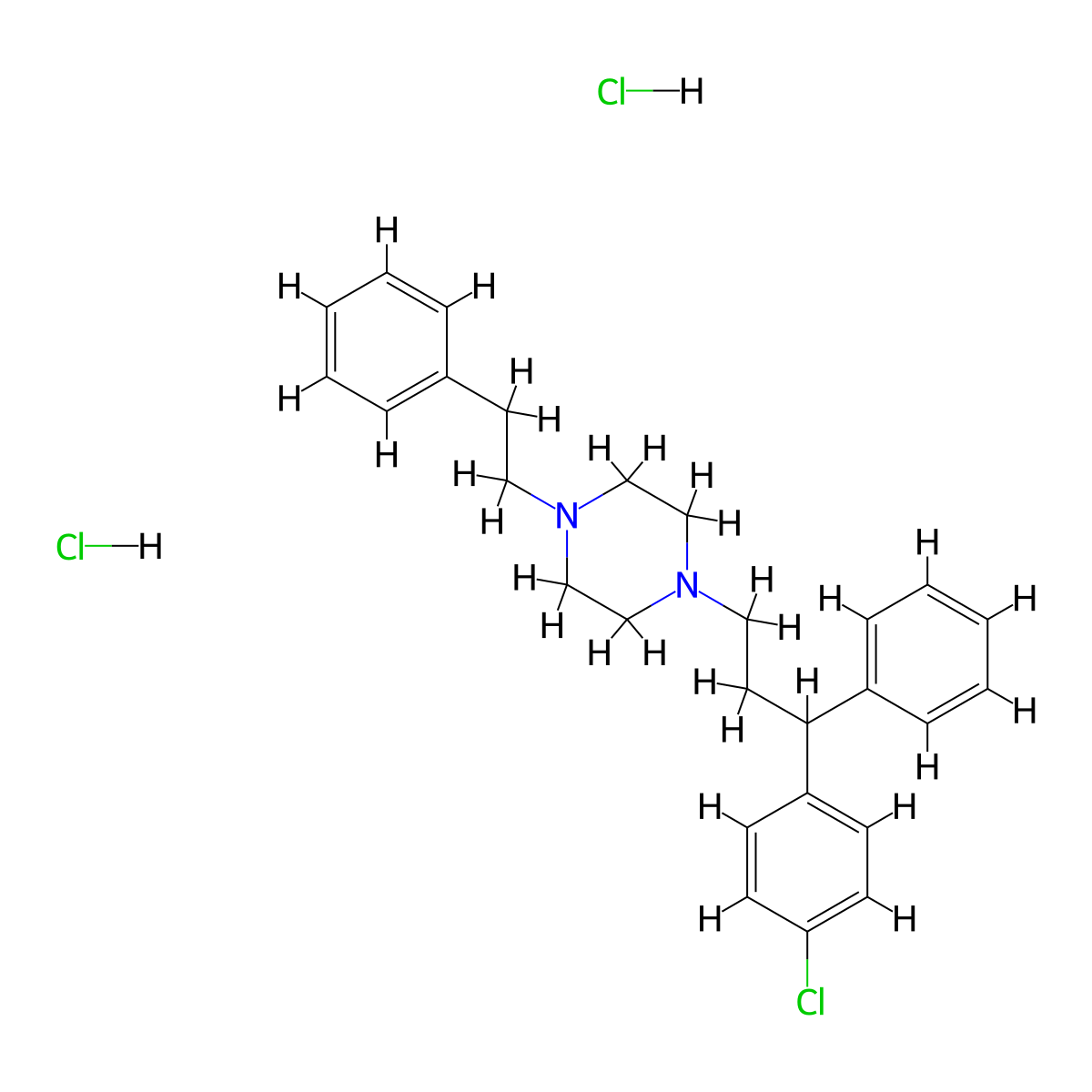 Piperazine, 1-(3-(p-chlorophenyl)-3-phenylpropyl)-4-phenethyl-, dihydrochloride molecular structure, CAS 23902-90-1