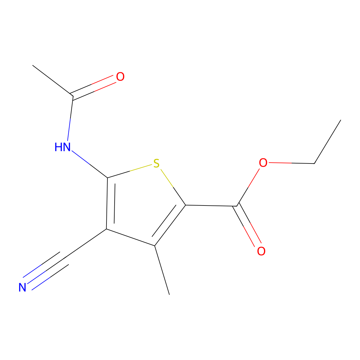 Ethyl 5-acetamido-4-cyano-3-methylthenoate molecular structure, CAS 23903-49-3