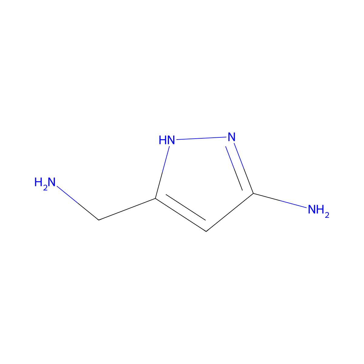 5-(aminomethyl)-1H-pyrazol-3-amine molecular structure, CAS 2390405-66-8