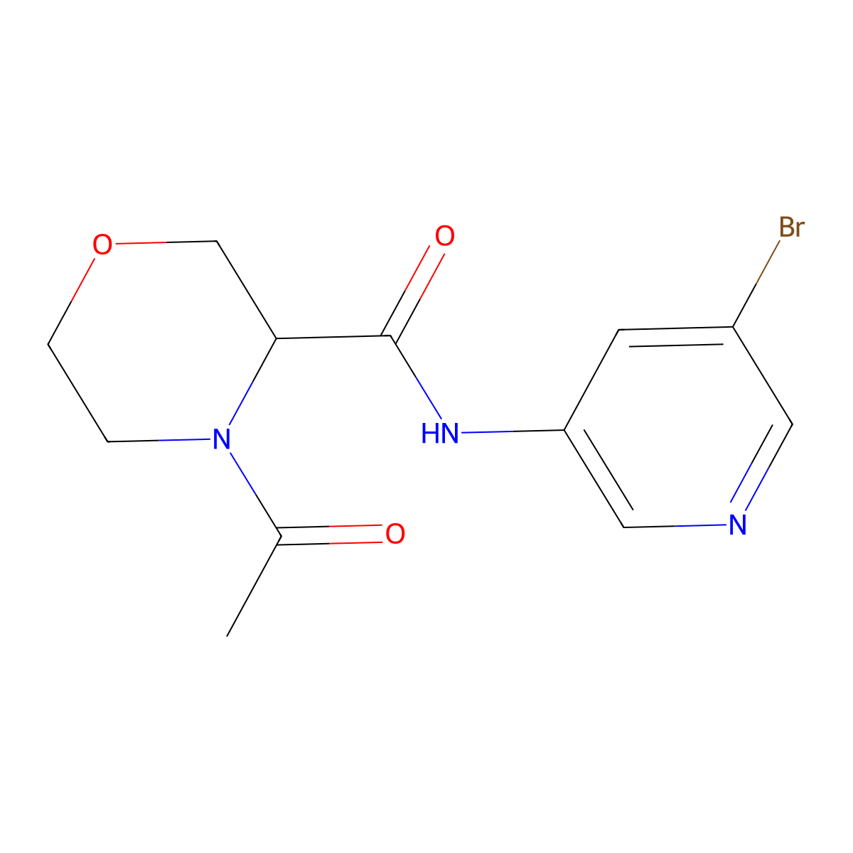 4-acetyl-N-(5-bromopyridin-3-yl)morpholine-3-carboxamide molecular structure, CAS 2390486-01-6