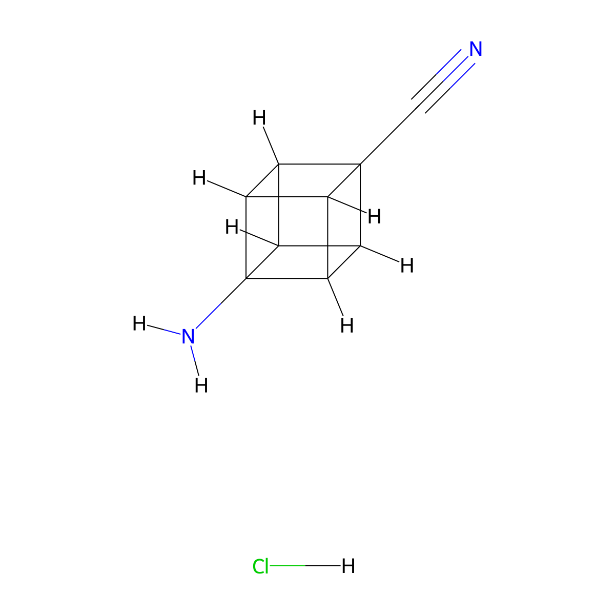 8-Aminocubane-1-carbonitrile hydrochloride molecular structure, CAS 2390513-32-1