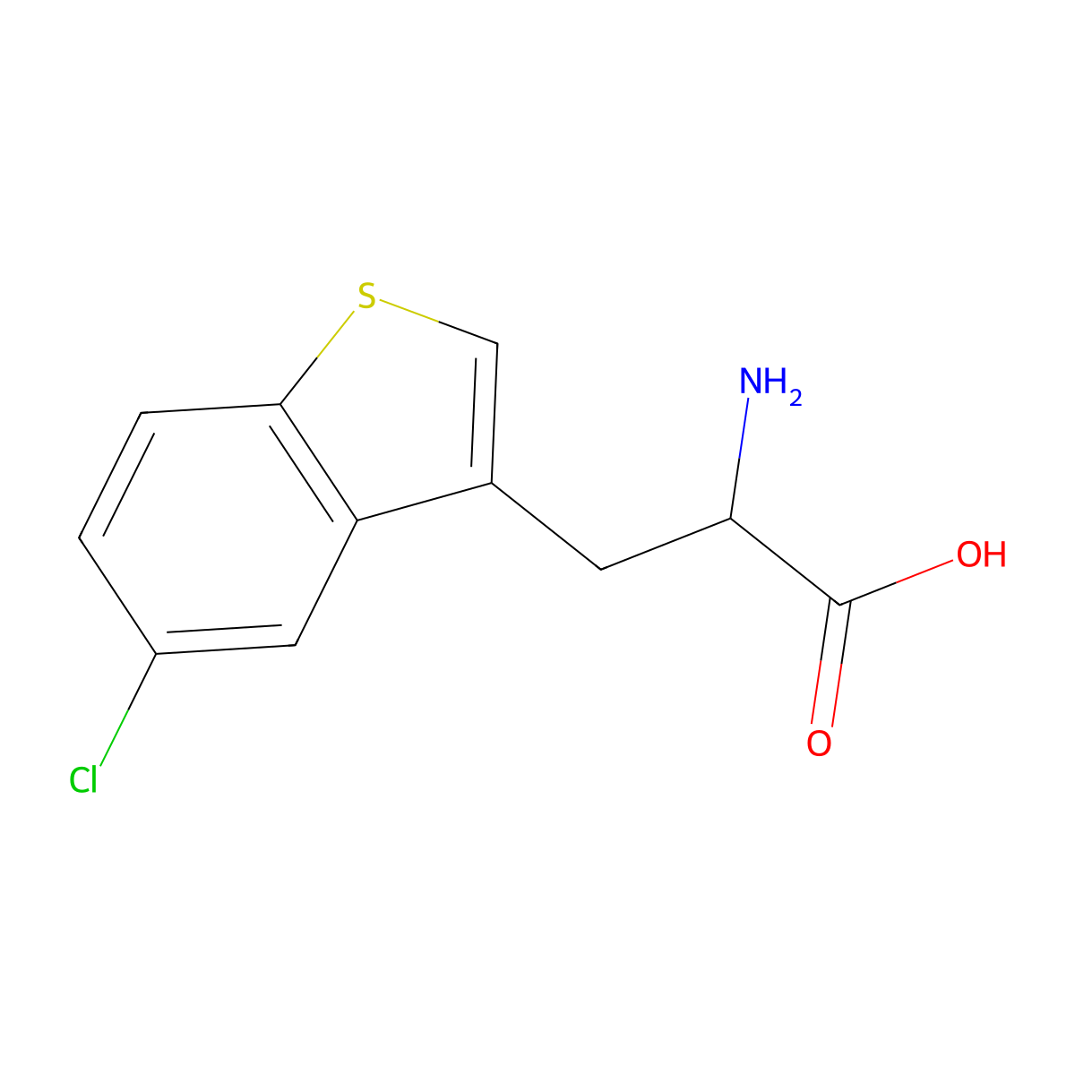 2-Amino-3-(5-chloro-1-benzothiophen-3-yl)propanoic acid molecular structure, CAS 23906-28-7