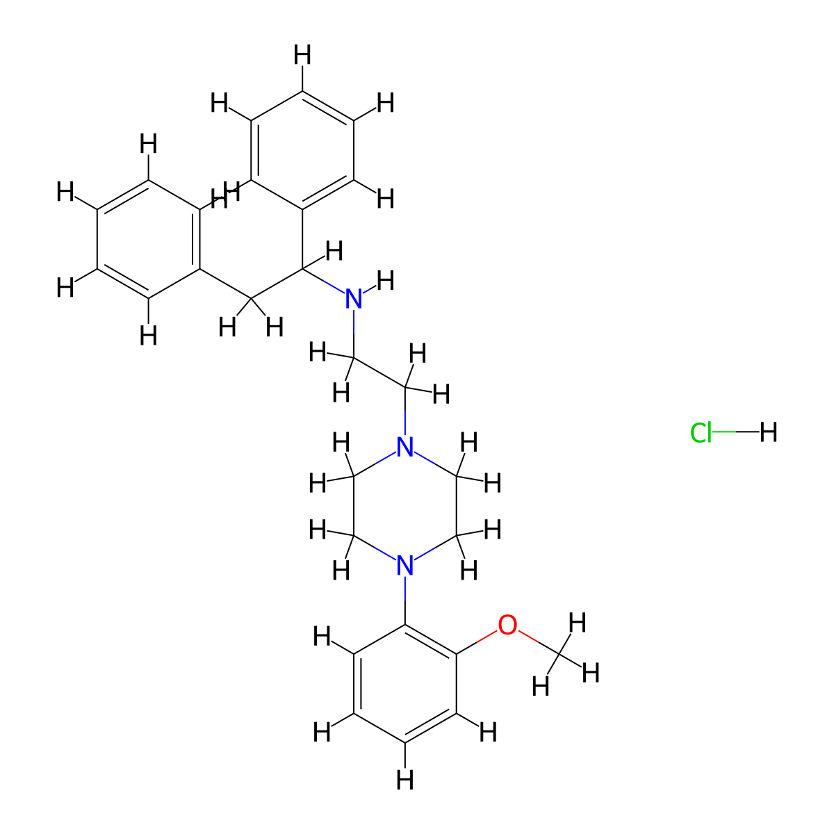 Piperazine, 1-(2-(1,2-diphenylethylamino)ethyl)-4-(o-methoxyphenyl)-, hydrochloride molecular structure, CAS 23906-86-7