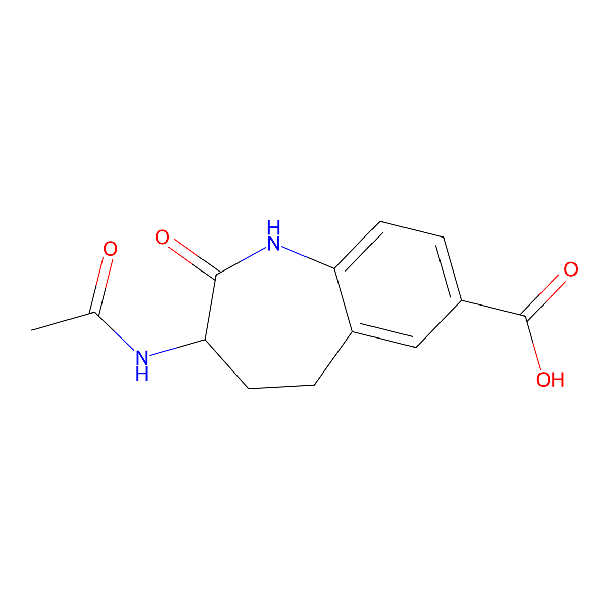 3-acetamido-2-oxo-2,3,4,5-tetrahydro-1H-1-benzazepine-7-carboxylic acid molecular structure, CAS 2390690-65-8