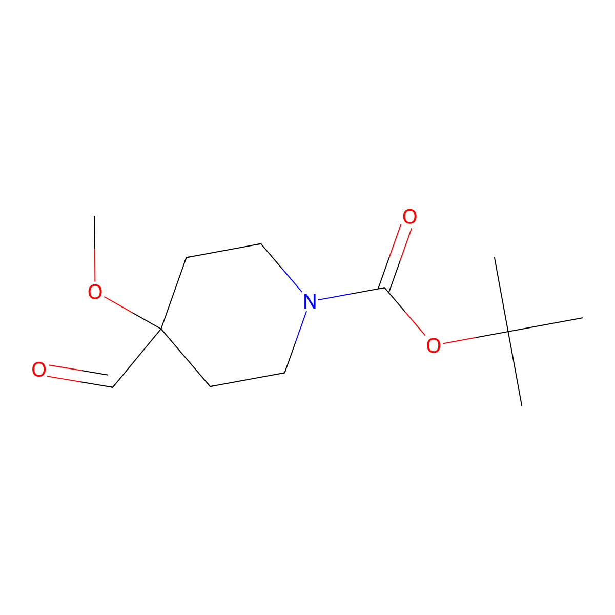 Tert-butyl 4-formyl-4-methoxypiperidine-1-carboxylate molecular structure, CAS 239073-93-9