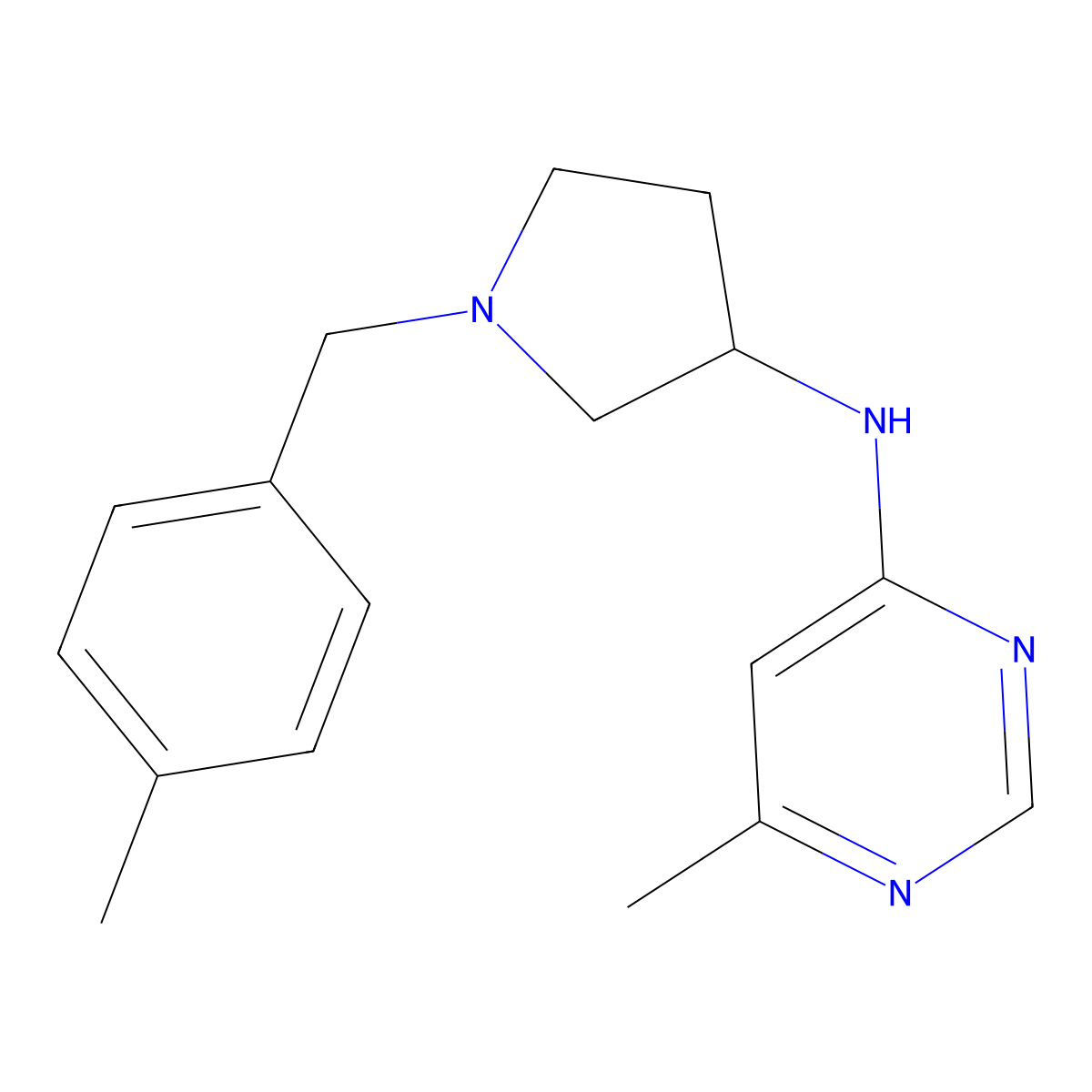 6-methyl-N-{1-[(4-methylphenyl)methyl]pyrrolidin-3-yl}pyrimidin-4-amine molecular structure, CAS 2390771-62-5