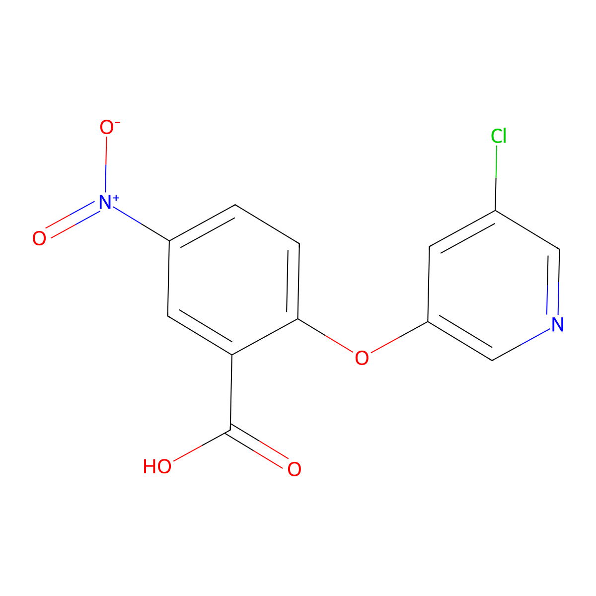 2-[(5-Chloro-3-pyridyl)oxy]-5-nitrobenzoic acid molecular structure, CAS 239081-09-5