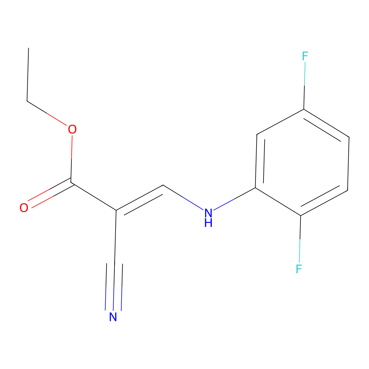 Ethyl 2-cyano-3-((2,5-difluorophenyl)amino)prop-2-enoate molecular structure, CAS 239085-88-2