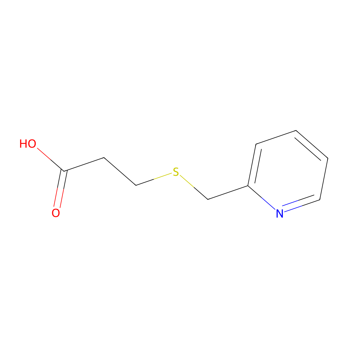 3-[(Pyridin-2-ylmethyl)sulfanyl]propanoic acid molecular structure, CAS 23909-07-1