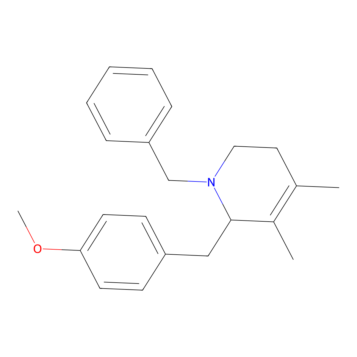 1-Benzyl-1,2,5,6-tetrahydro-2-((4-methoxyphenyl)methyl)-3,4-dimethylpyridine molecular structure, CAS 23909-52-6