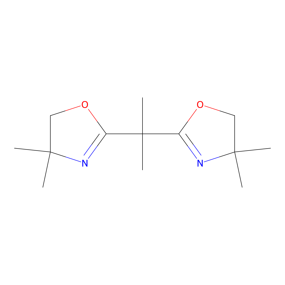 2,2'-(Propane-2,2-diyl)bis(4,4-dimethyl-4,5-dihydrooxazole) molecular structure, CAS 239103-32-3