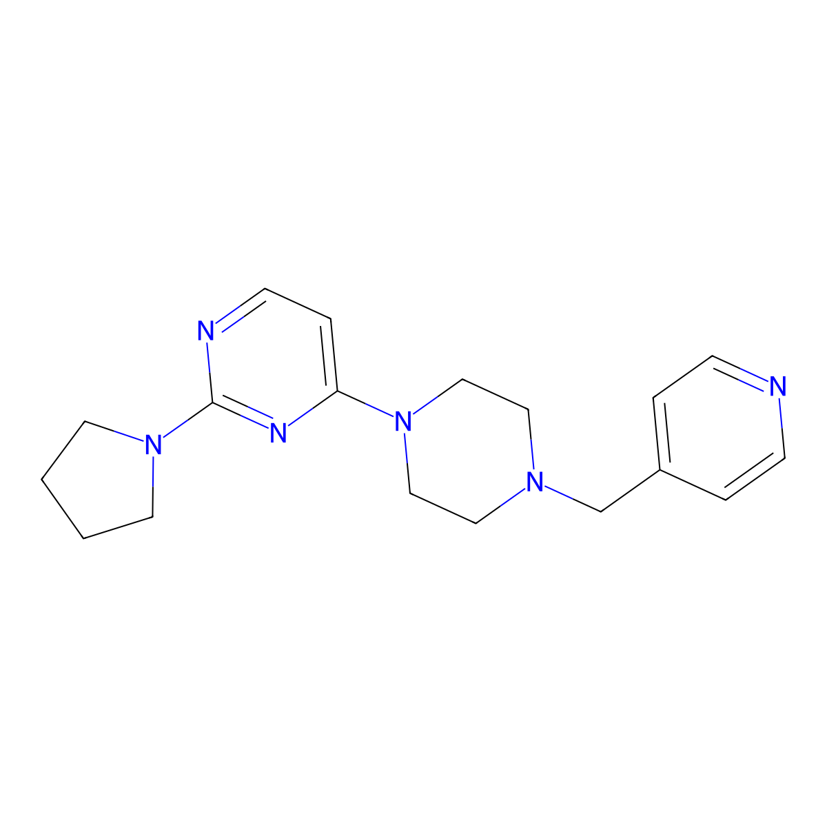4-{4-[(Pyridin-4-yl)methyl]piperazin-1-yl}-2-(pyrrolidin-1-yl)pyrimidine molecular structure, CAS 2391036-27-2