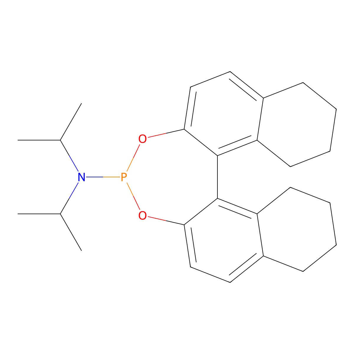 (11bR)-N,N-Diisopropyl-8,9,10,11,12,13,14,15-octahydrodinaphtho[2,1-d:1',2'-f][1,3,2]dioxaphosphepin-4-amine molecular structure, CAS 239113-48-5